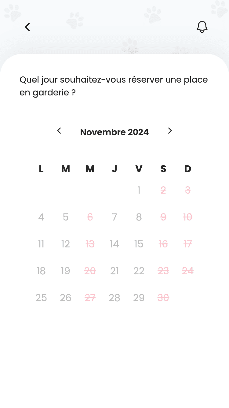 Calendrier de réservation en ligne izyPet pour un toiletteur