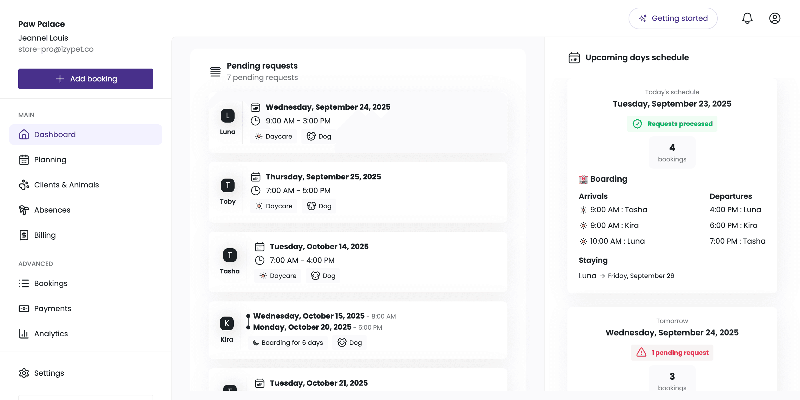 izyPet dashboard