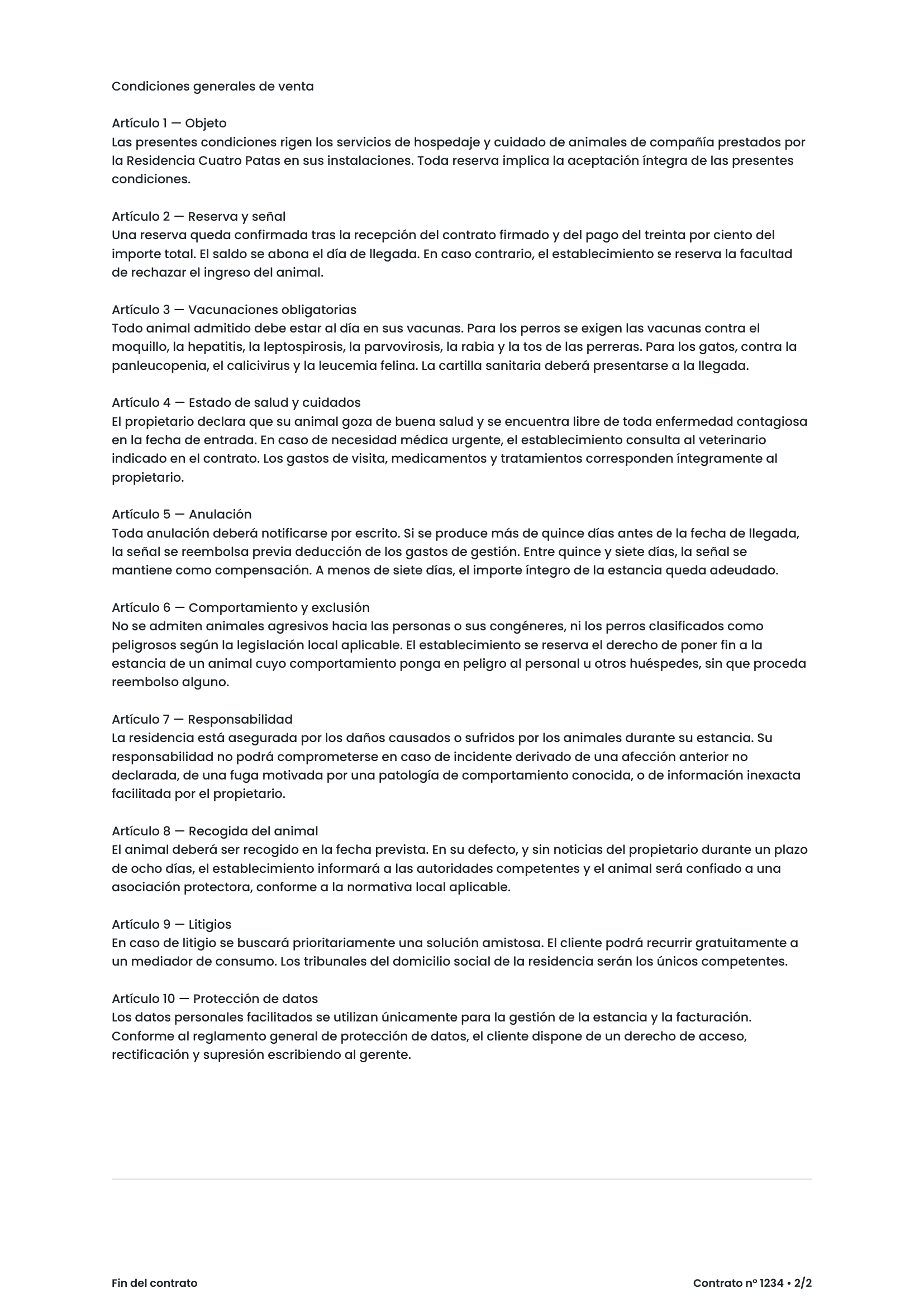 Personalización de contratos izyPet
