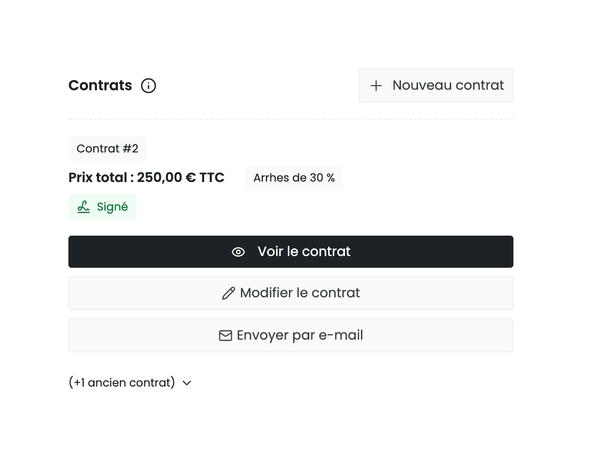 Liste des contrats dans izyPet