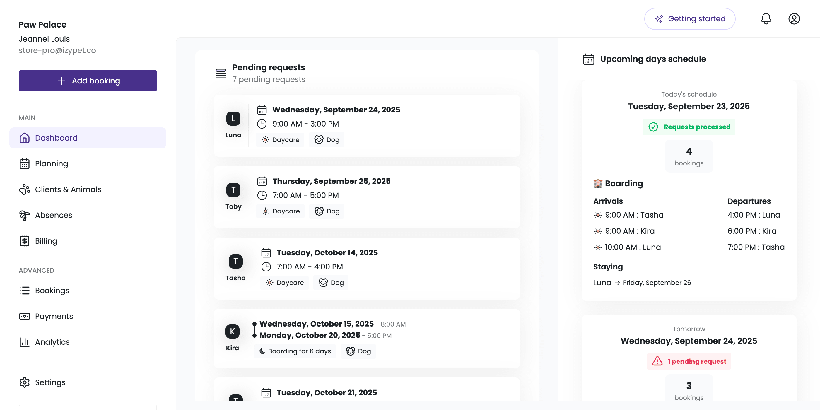 izyPet dashboard
