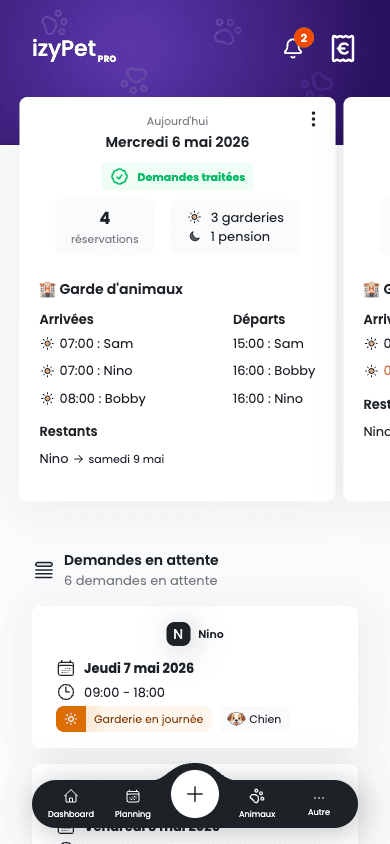 Application mobile izyPet pour pros