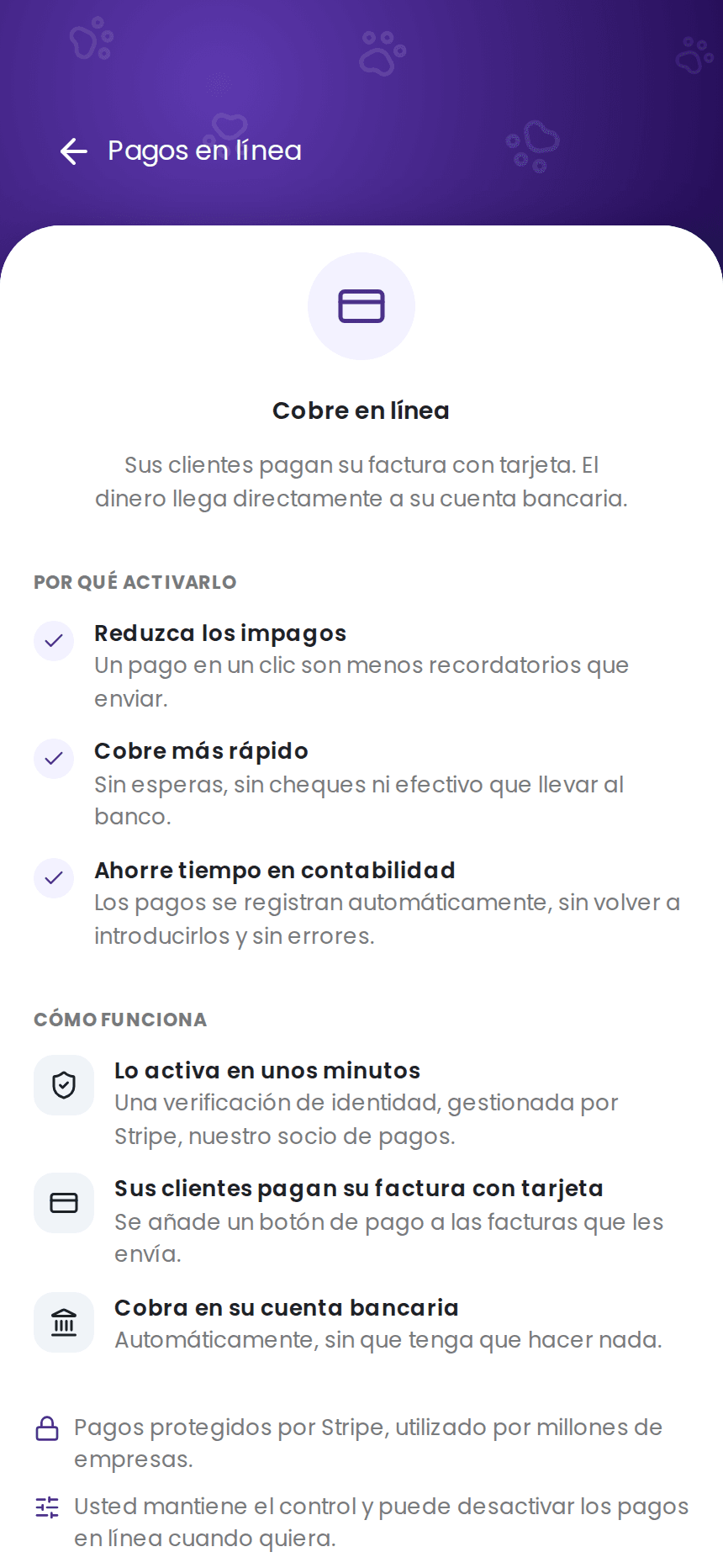 Activación del pago en línea en izyPet