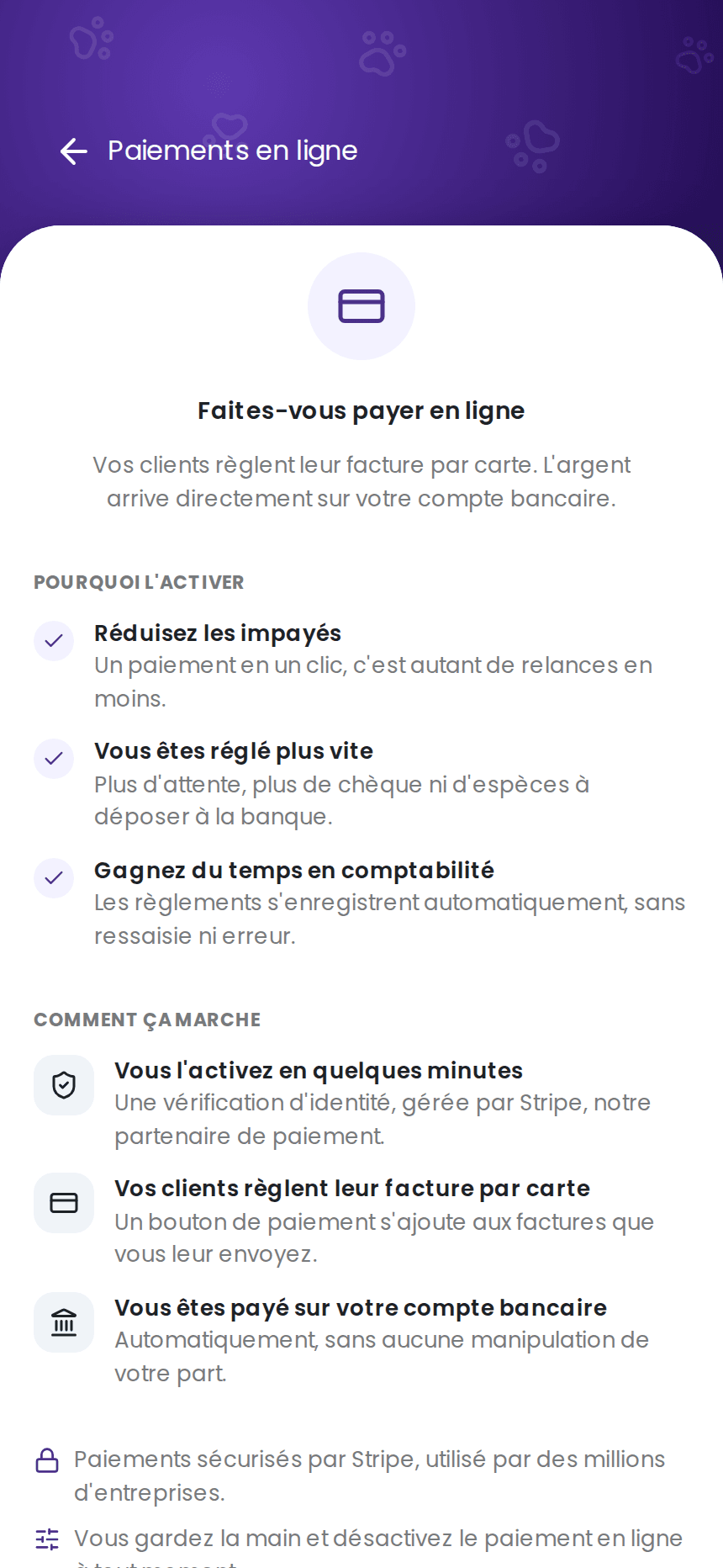 Activation du paiement en ligne dans izyPet