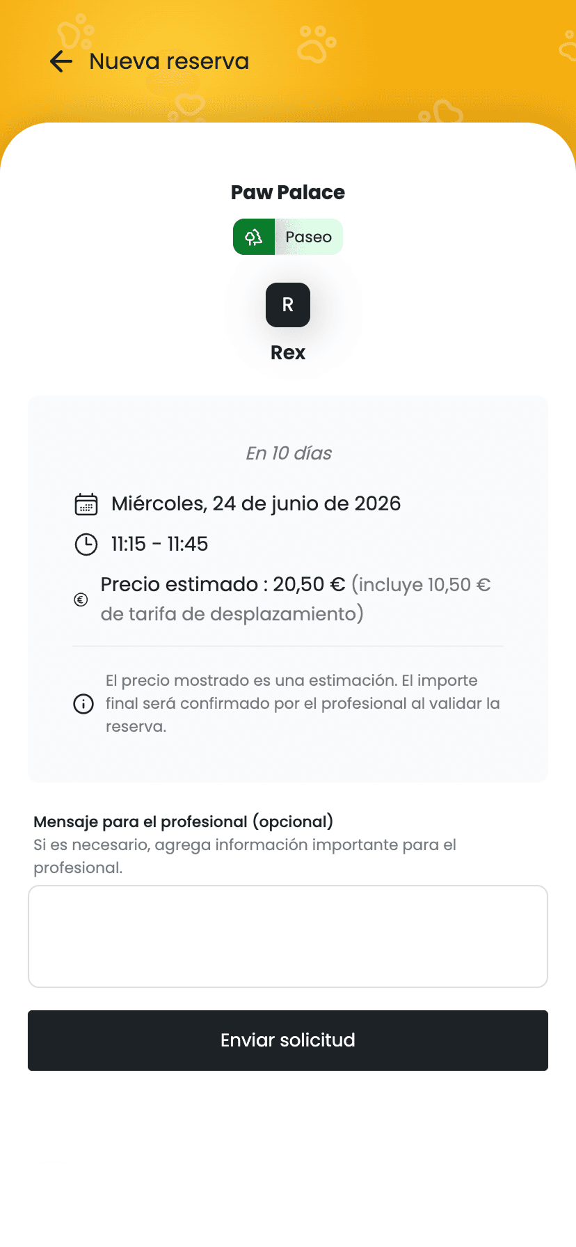 Estimación de los gastos de desplazamiento durante una reserva en la app de IzyPet