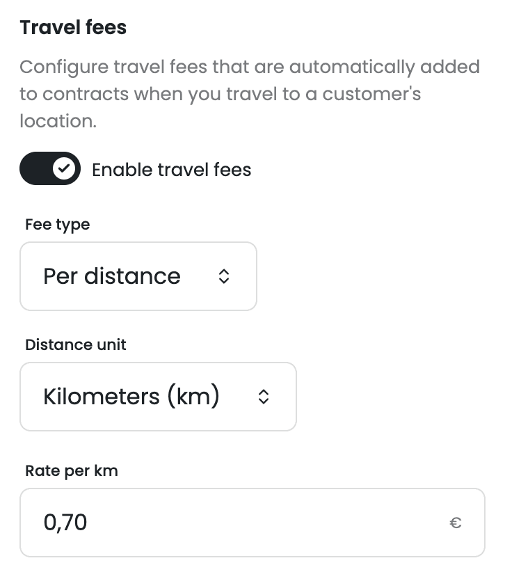 Travel fee setup in IzyPet rates